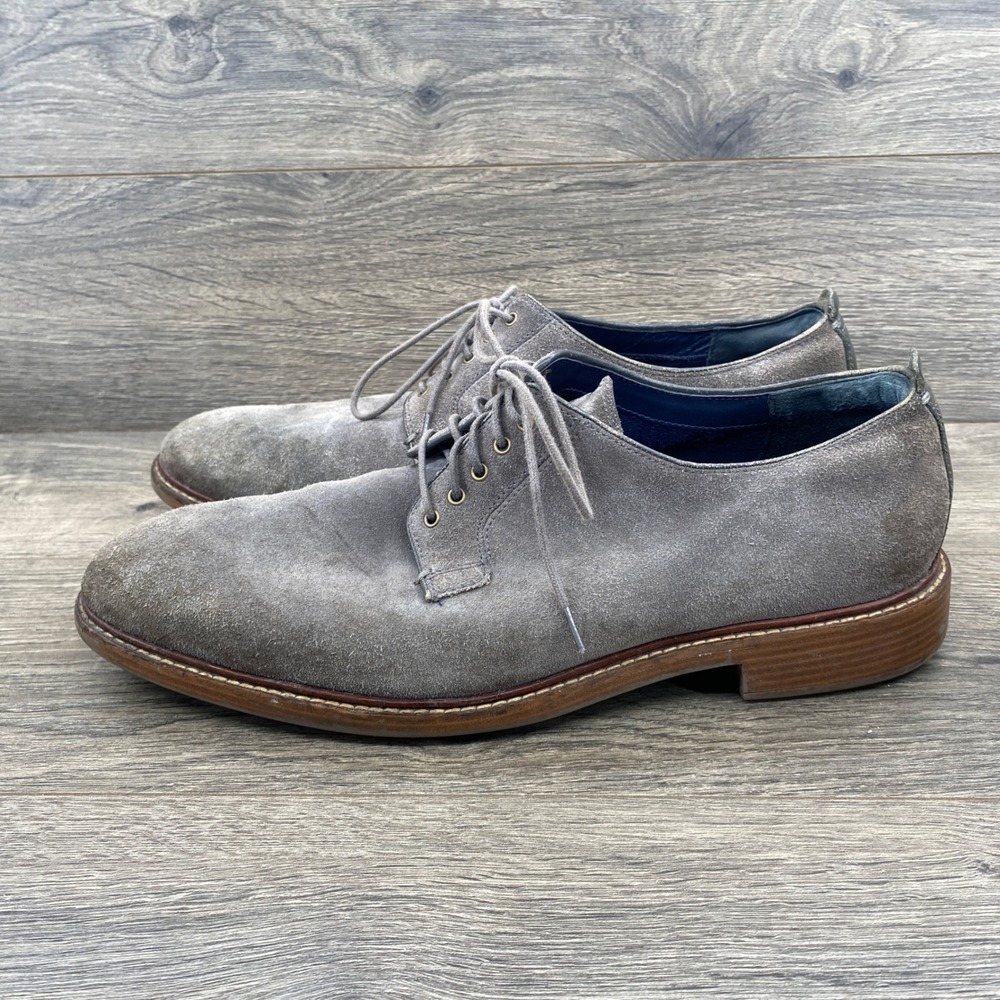 Cole Haan Derby Shoes Mens 11.5 Grey Suede Grand.OS Oxford C25232